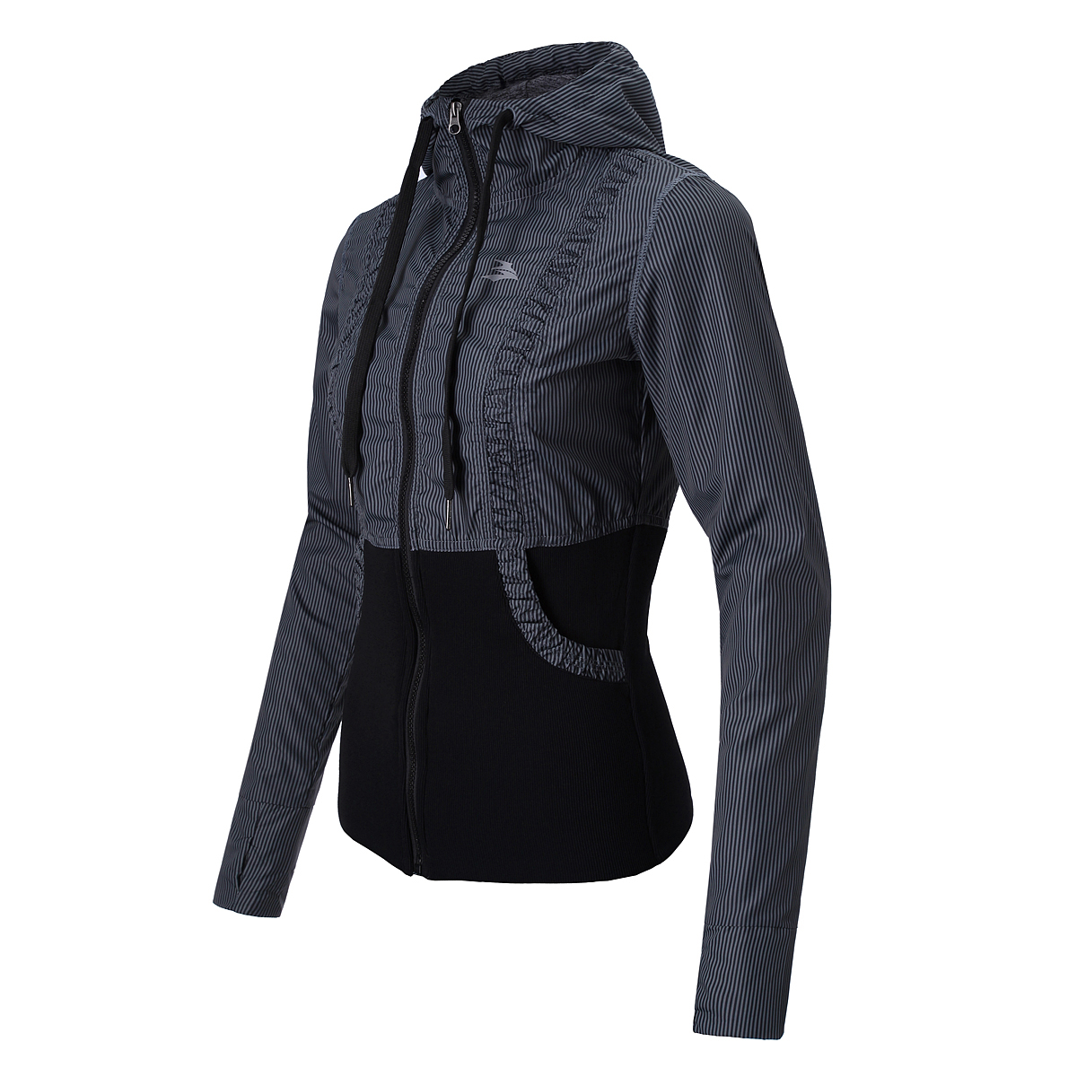 Women's Stripes Print Lightweight Full Zip Rib Hem Hoodie Jackets 