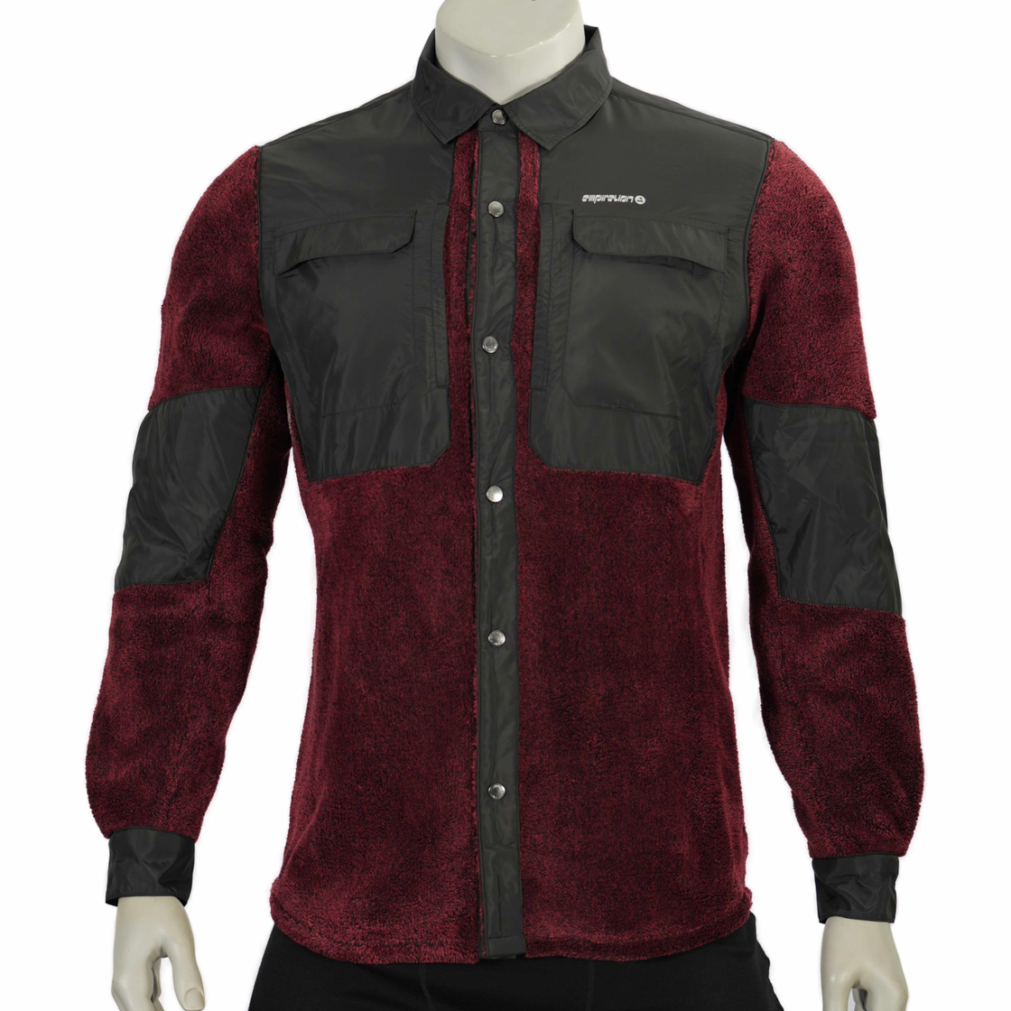 Mens Hiking Camping Windproof Shaggy Fuzzy Melange Fleece Shirts