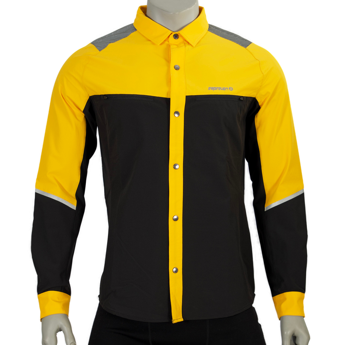 Mens Reflective Panel Hiking Camping Fishing Snaps Up Contrast Functional Shirts