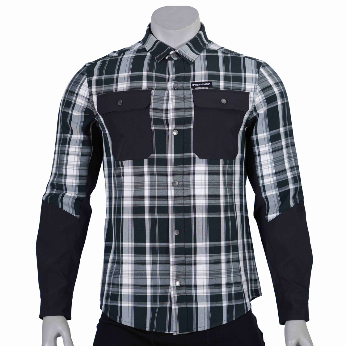 Mens Yarn Dyed Check Laser Cut Hole Yoke Hiking Shirts