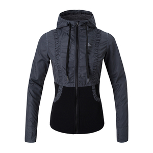 Women's Stripes Print Lightweight Full Zip Rib Hem Hoodie Jackets 