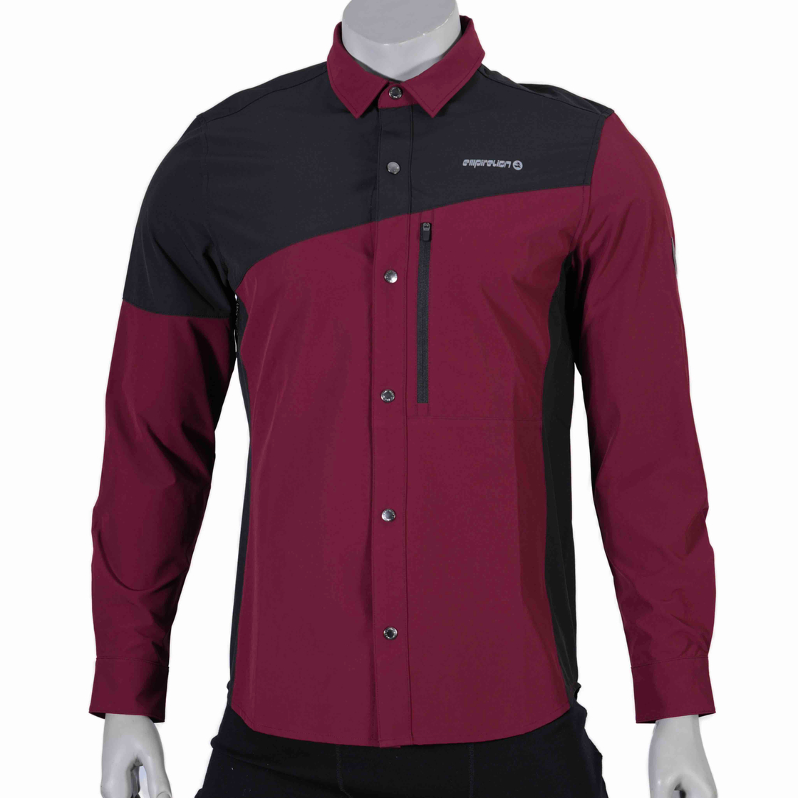 Mens Trekking Hiking Camping Color Block Zip Pocket Shirts