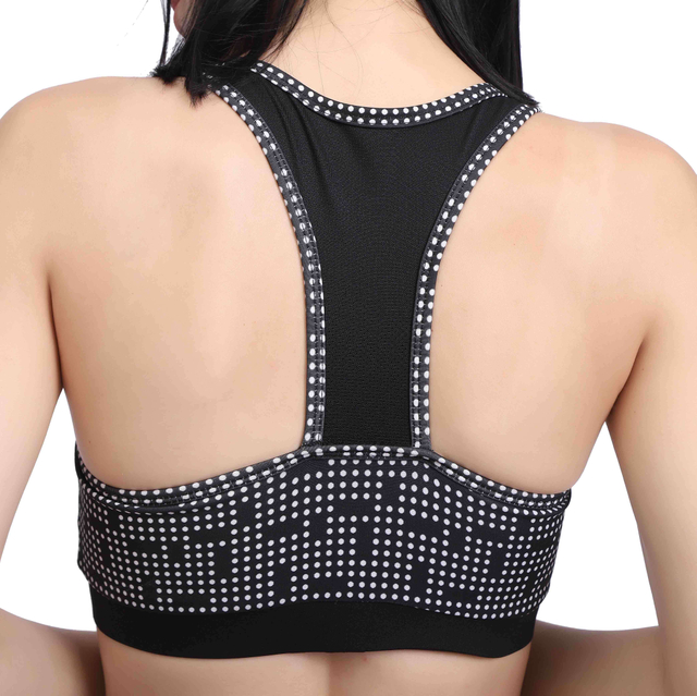 Women Racerback Dots Print High Impact Gym Bra